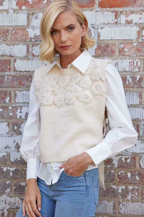 Ziggy Side Tie Ivory Vest